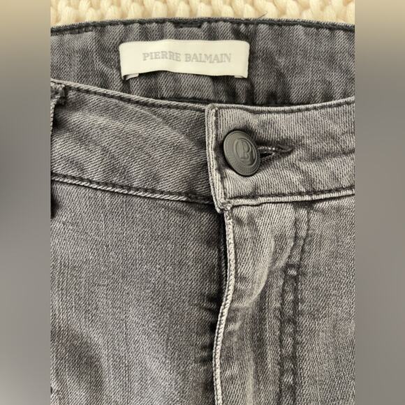 Pierre Balmain Black Gray Wash Moto Distressed Lace Up Jeans - Picture 5 of 7